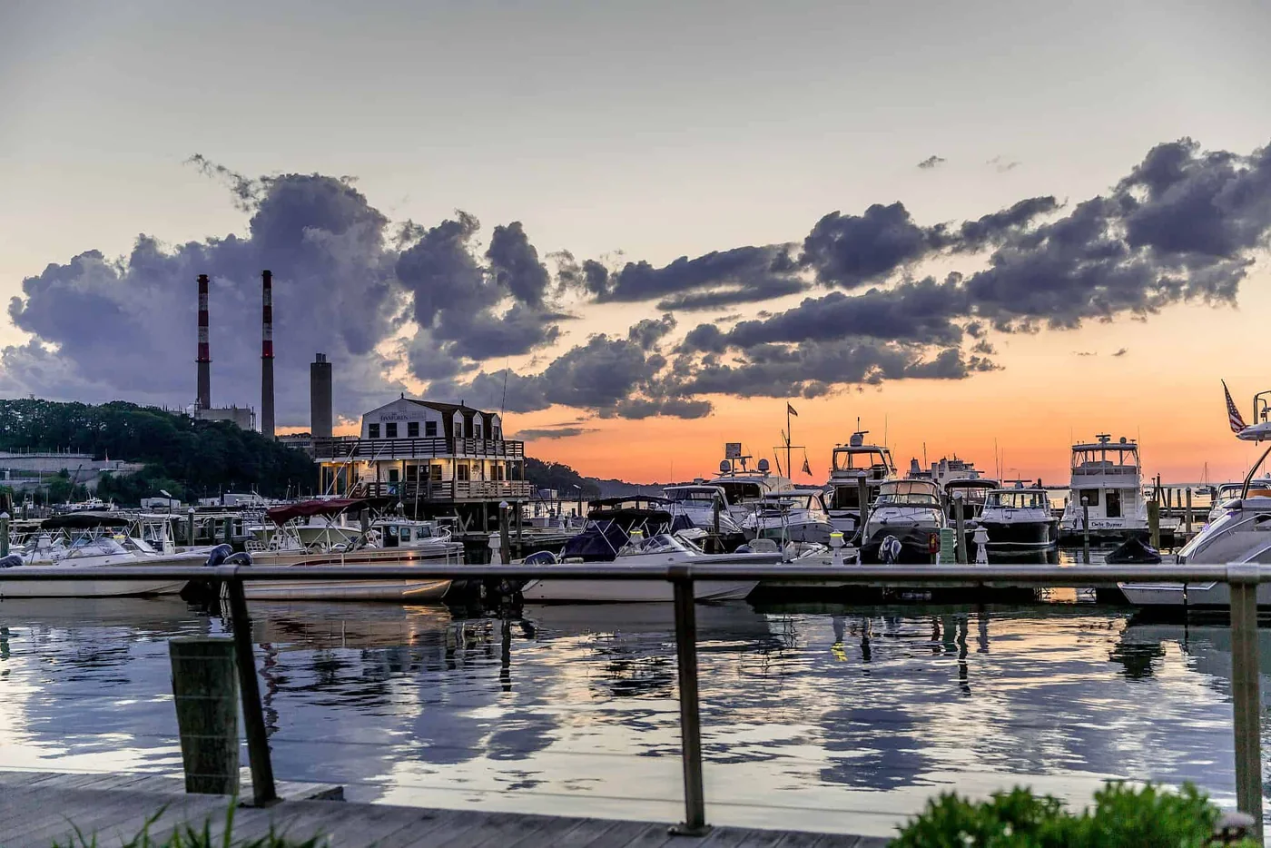 Danfords marina docks at sunset