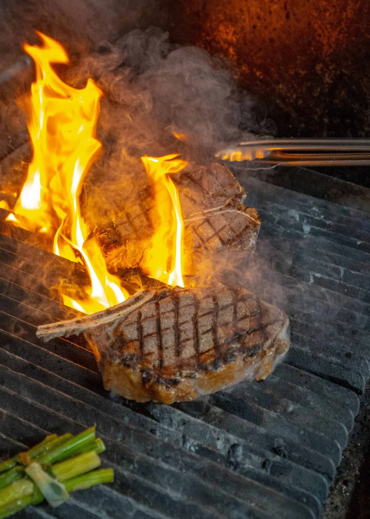 Steak over open flame at Black Pearl